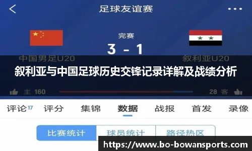 叙利亚与中国足球历史交锋记录详解及战绩分析